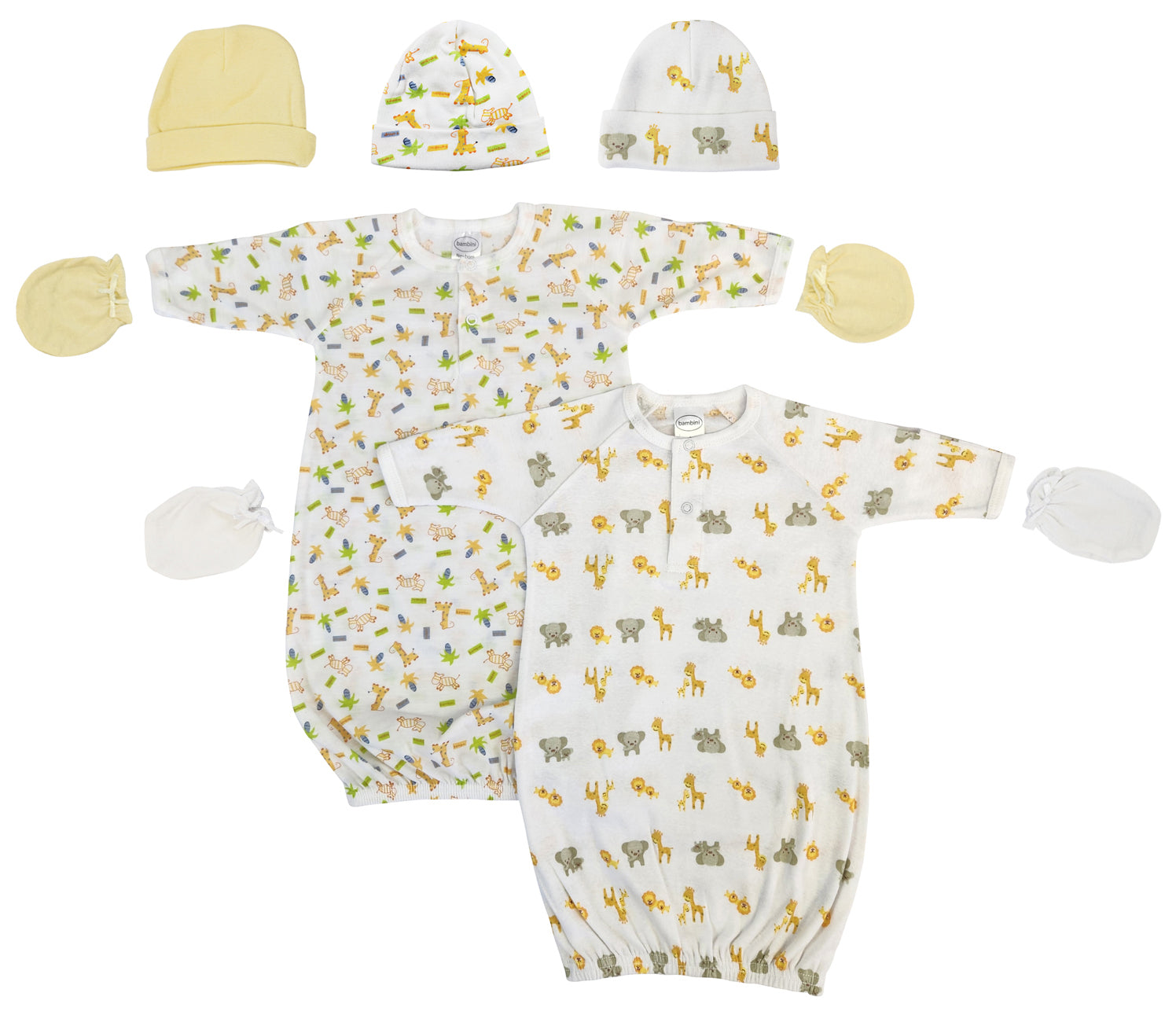 Unisex Newborn Baby 7 Piece Gown Set