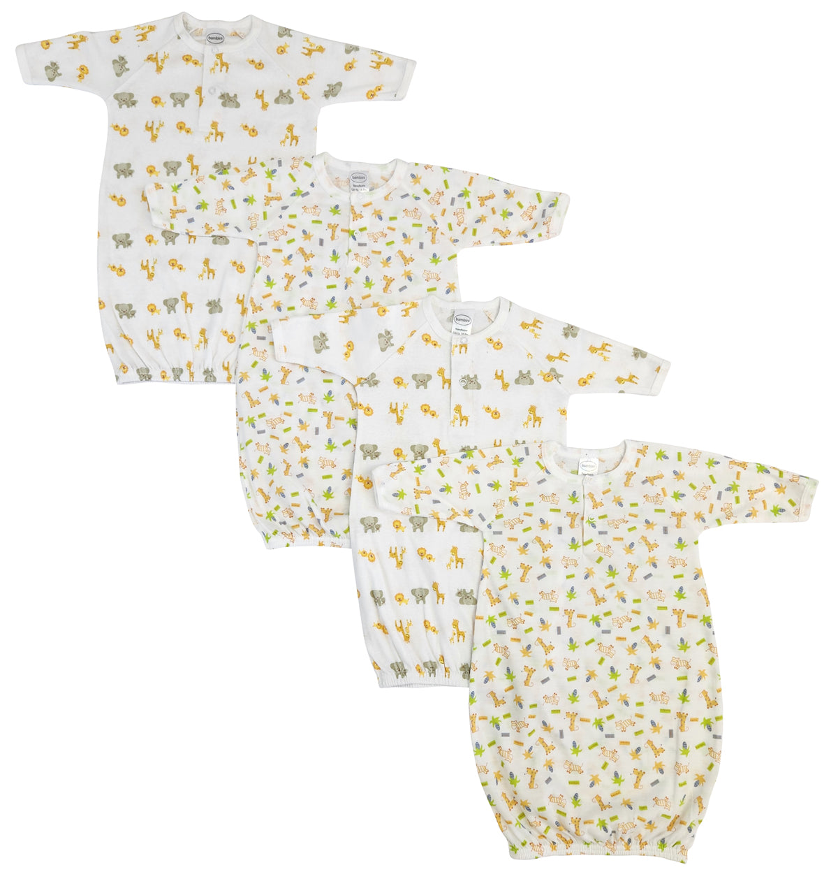 Unisex Newborn Baby 4 Piece Gown Set