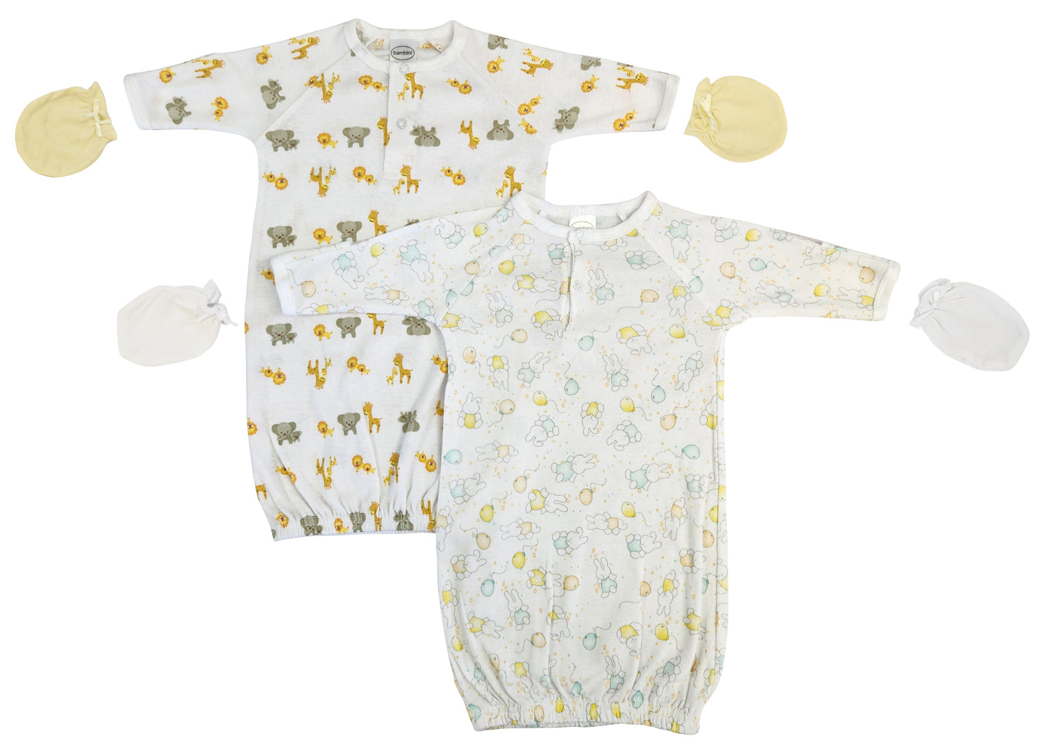 Unisex Newborn Baby 4 Piece Gown Set