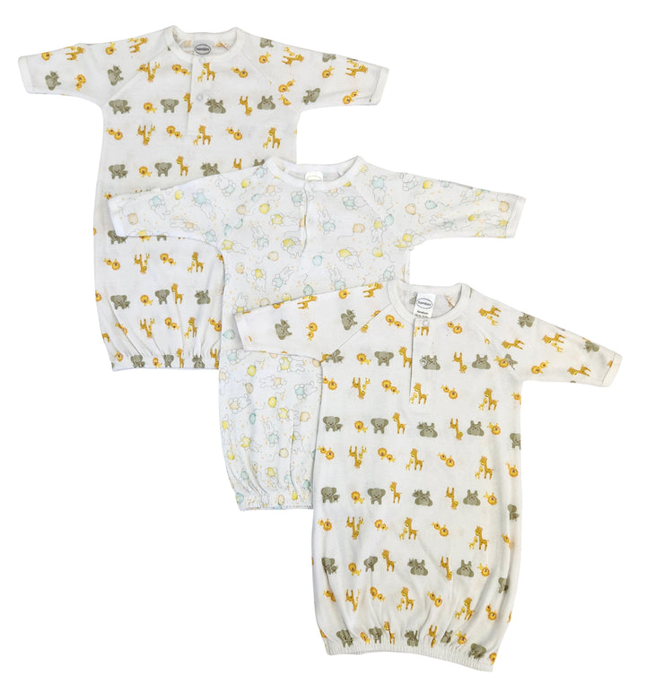 Unisex Newborn Baby 3 Piece Gown Set