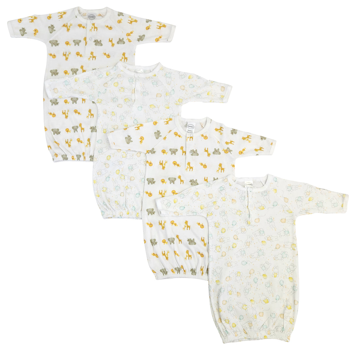 Unisex Newborn Baby 4 Piece Gown Set
