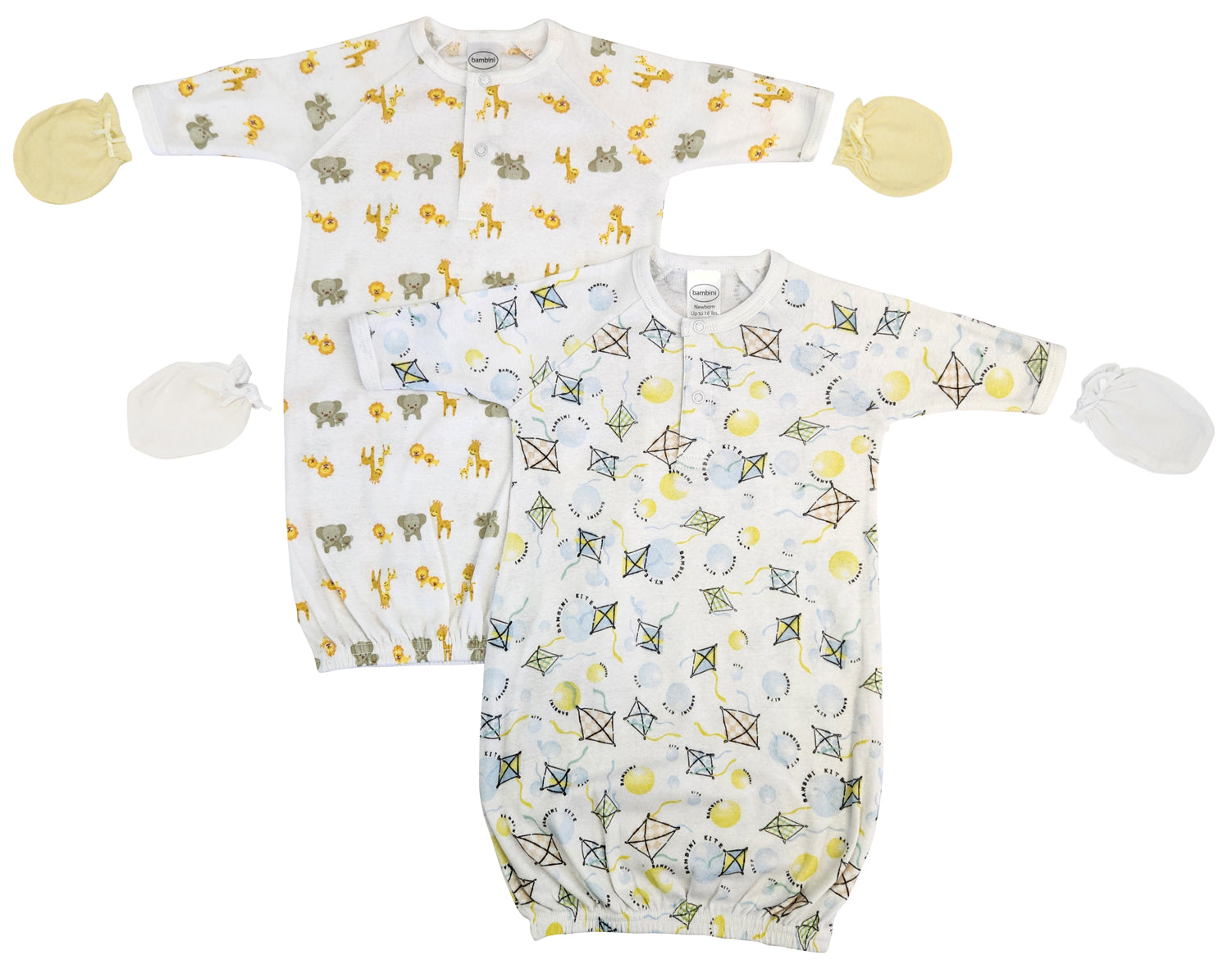 Unisex Newborn Baby 4 Piece Gown Set