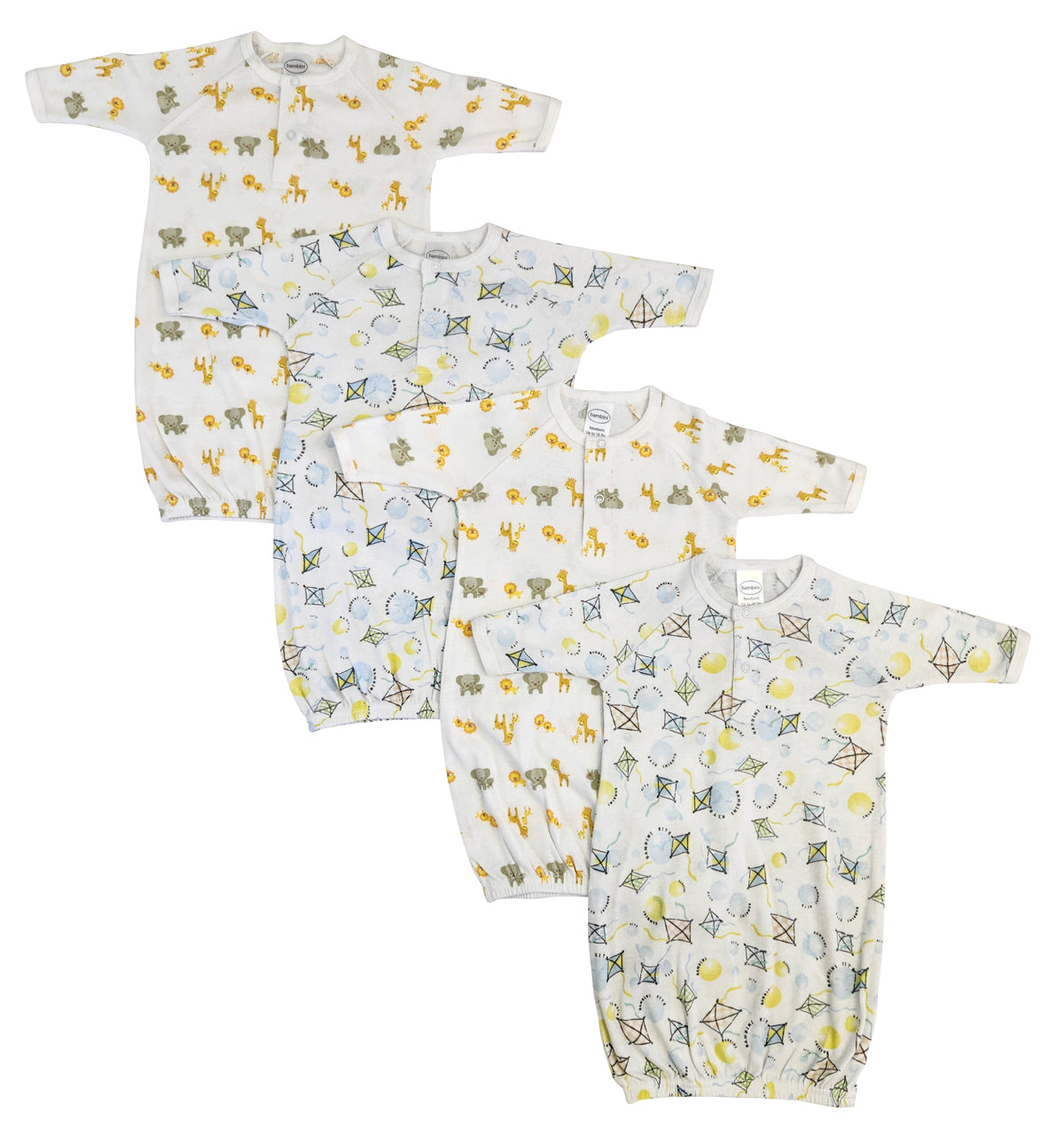Unisex Newborn Baby 4 Piece Gown Set
