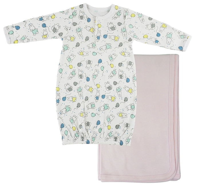 Print Infant Gown and Recieving Blanket