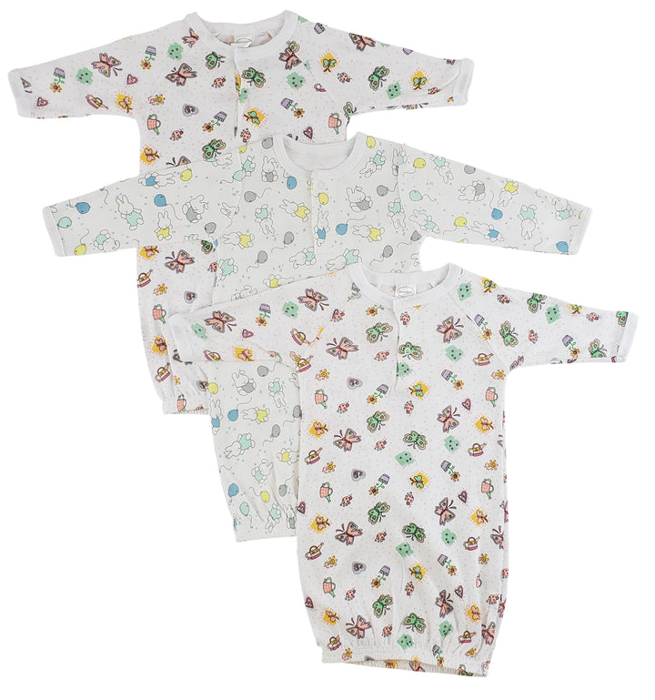 Girls Print Infant Gowns - 3 Pack