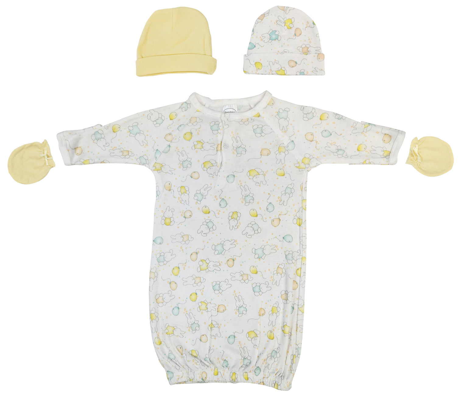 Unisex Newborn Baby 4 Piece Gown Set
