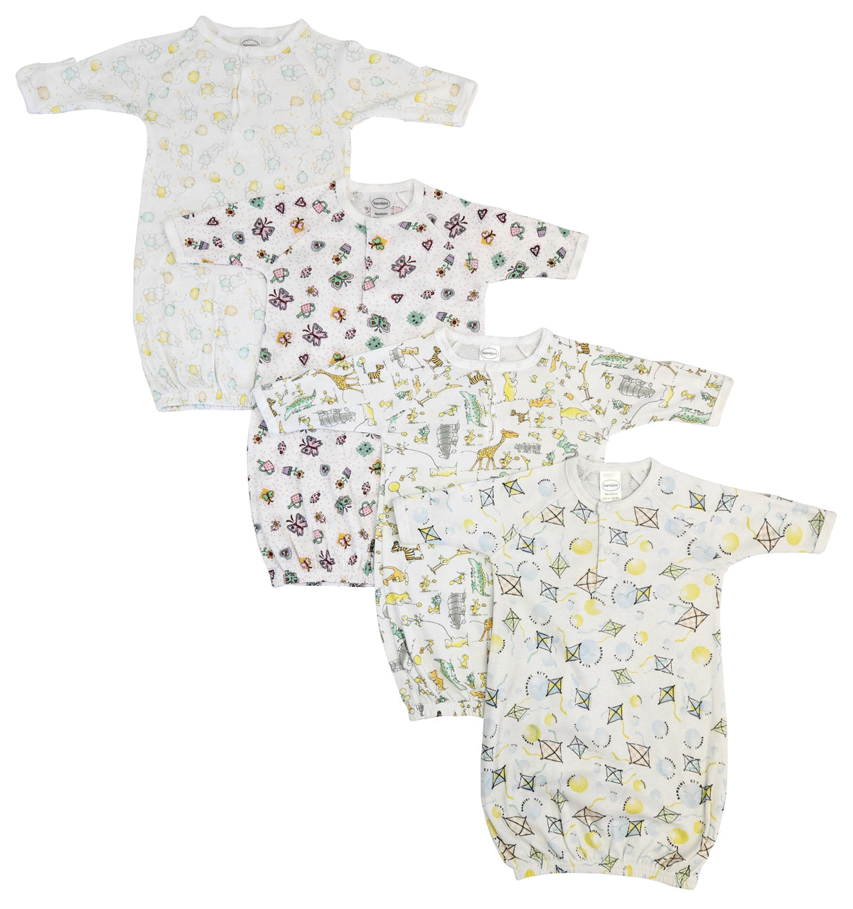 Newborn Baby Girls 4 Piece Gown Set