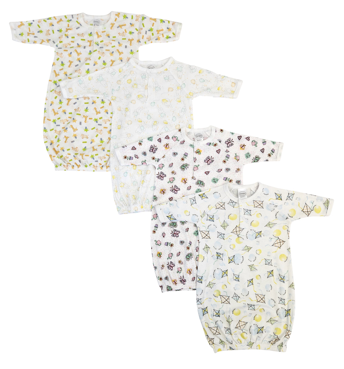 Newborn Baby Girls 4 Piece Gown Set