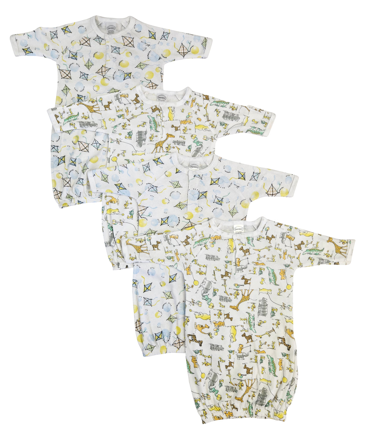 Unisex Newborn Baby 4 Piece Gown Set