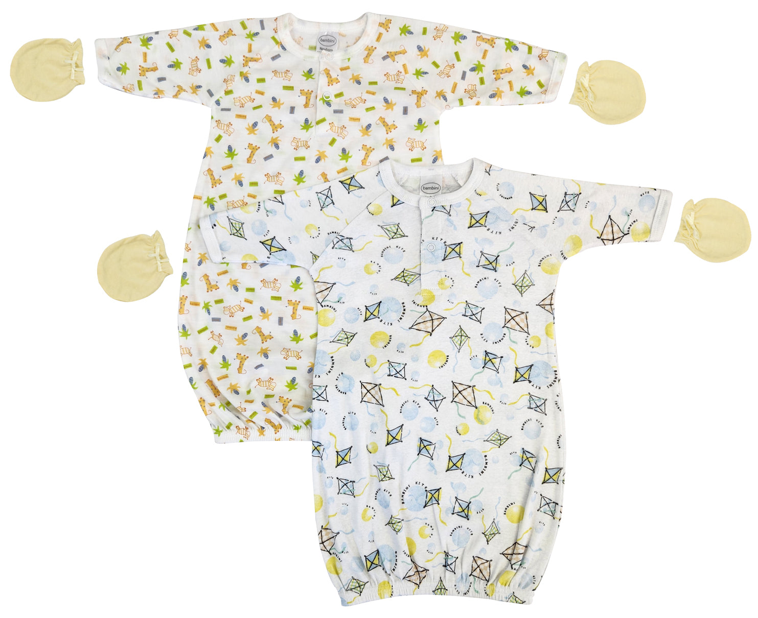 Unisex Newborn Baby 4 Piece Gown Set
