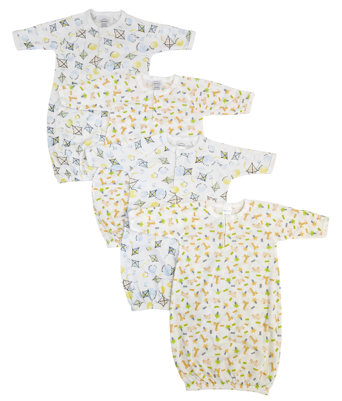 Unisex Newborn Baby 4 Piece Gown Set