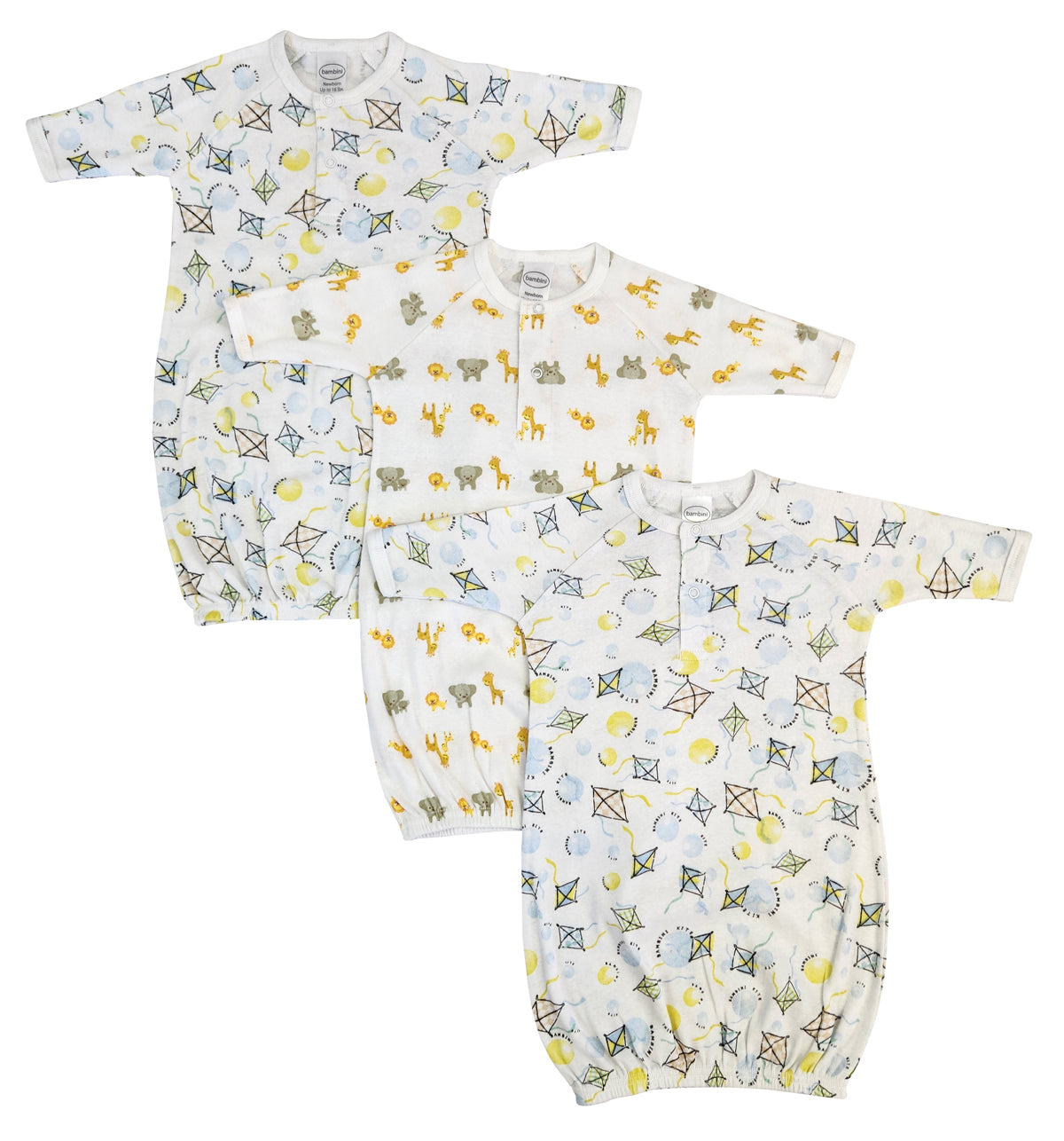 Unisex Newborn Baby 3 Piece Gown Set