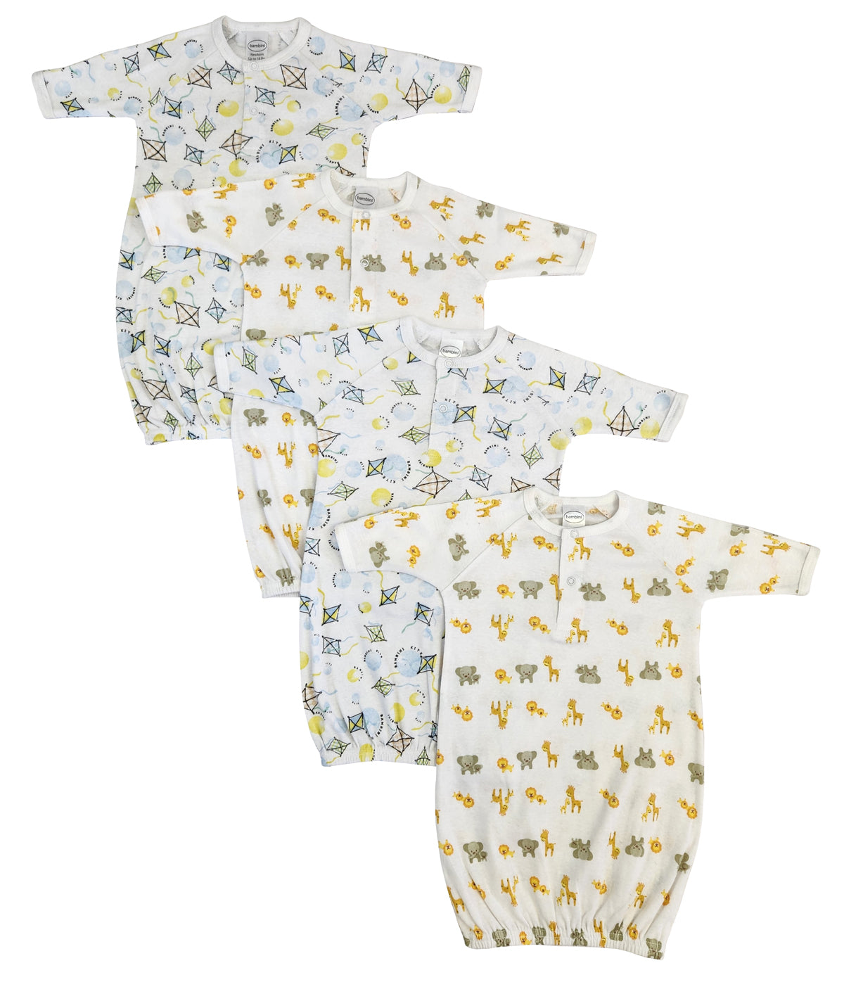 Unisex Newborn Baby 4 Piece Gown Set