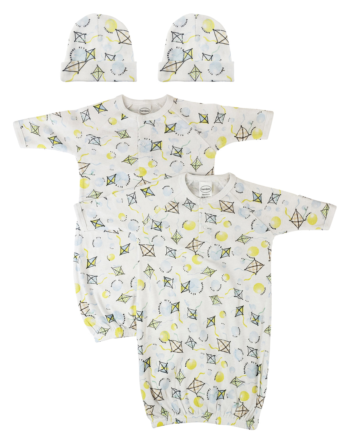 Unisex Newborn Baby 4 Piece Gown Set
