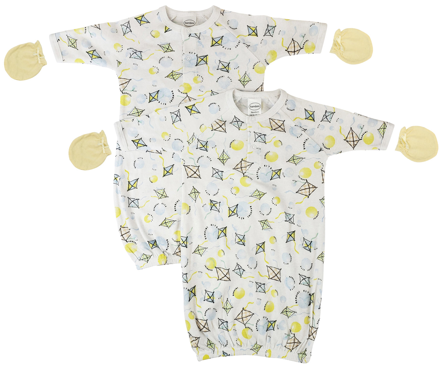 Unisex Newborn Baby 4 Piece Gown Set